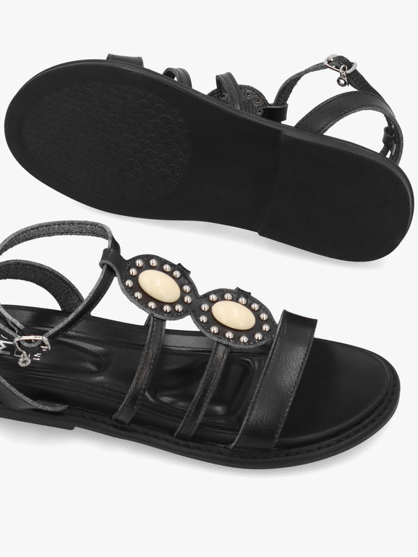 Lysandra Black Embellished Gladiator Sandals