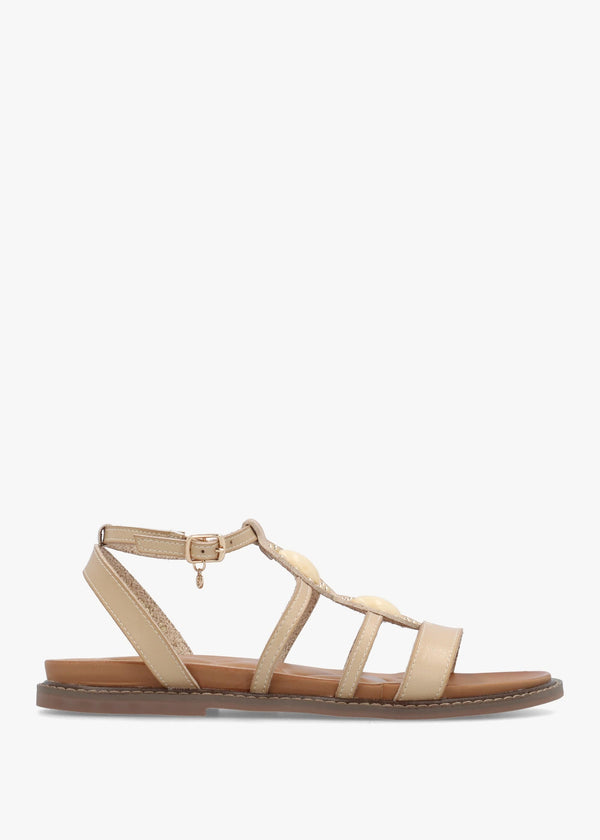 Lysandra Beige Embellished Gladiator Sandals