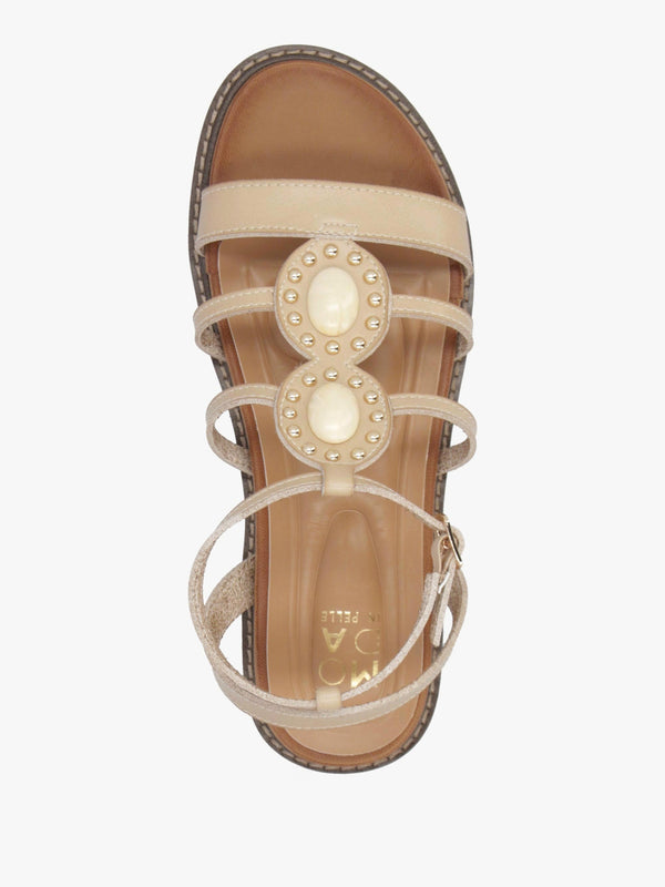 Lysandra Beige Embellished Gladiator Sandals