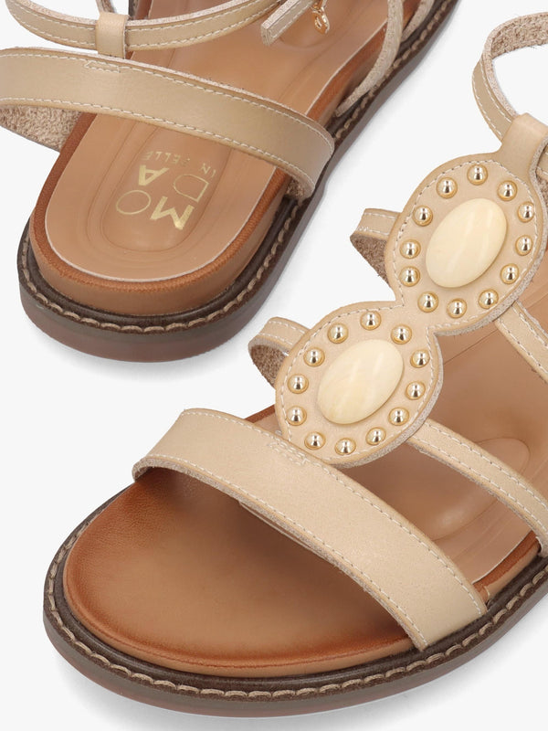 Lysandra Beige Embellished Gladiator Sandals