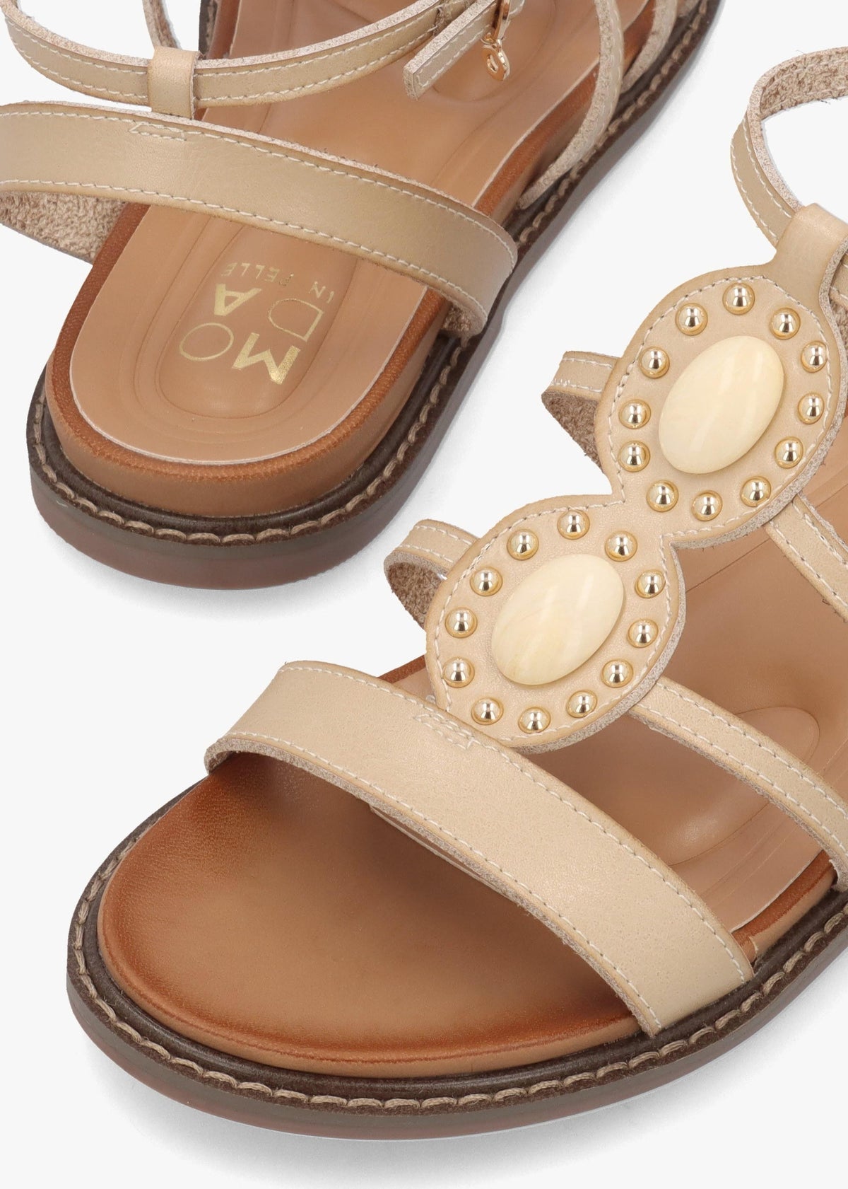 Lysandra Beige Embellished Gladiator Sandals