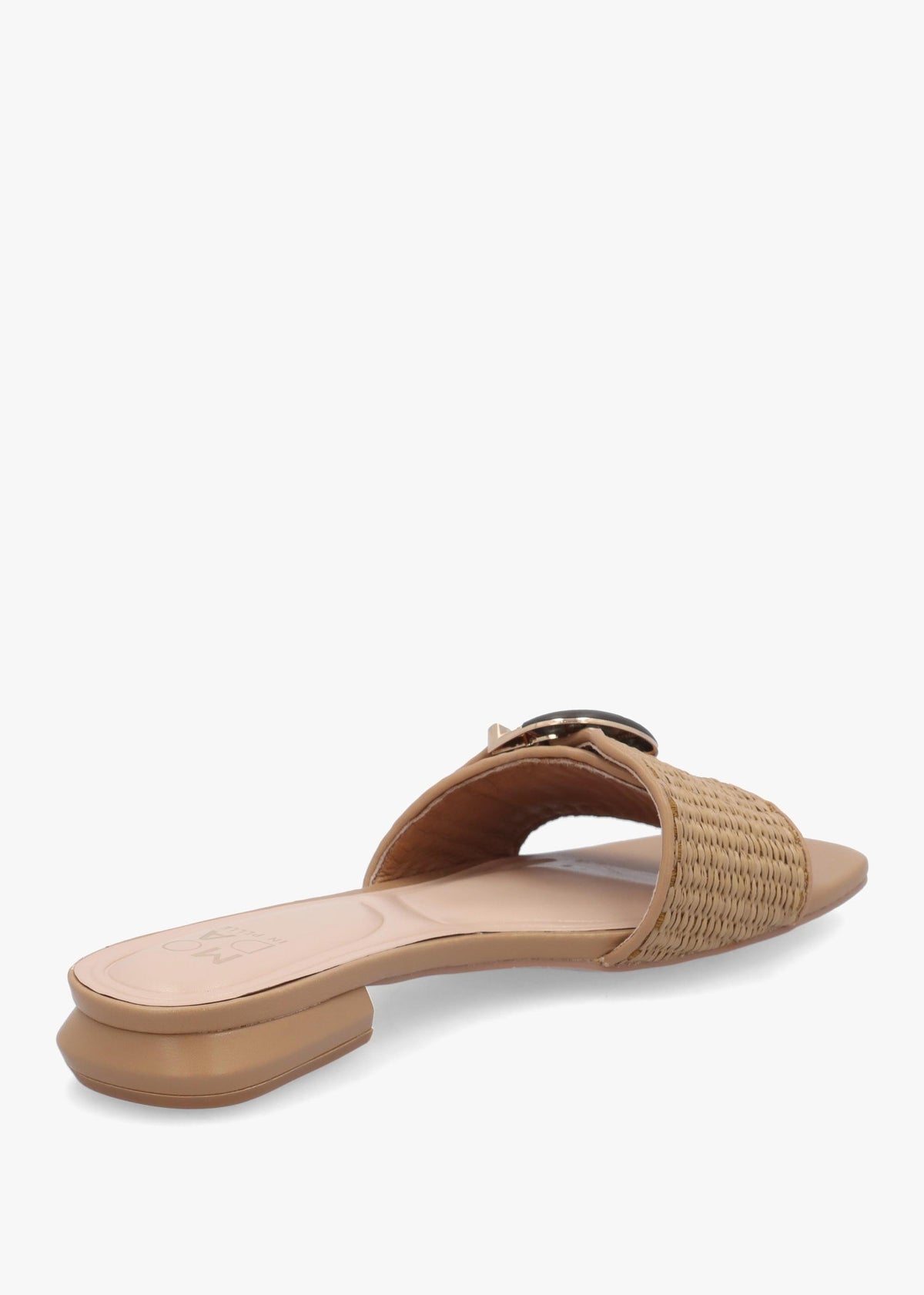 Juletta Natural Woven Buckle Flat Mules