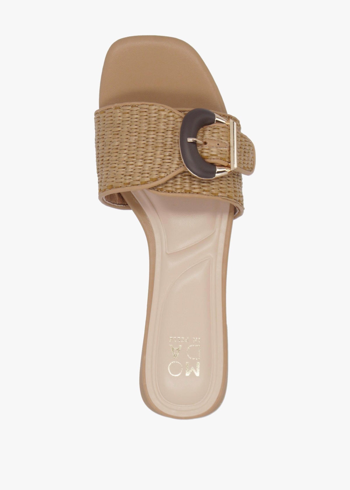 Juletta Natural Woven Buckle Flat Mules