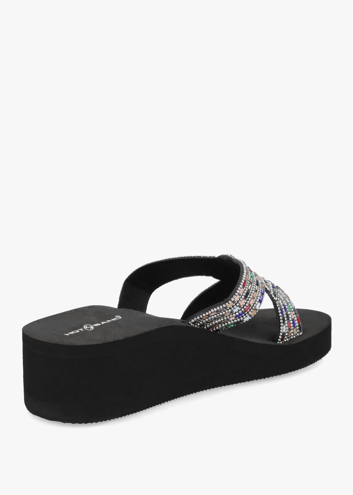 Multicoloured Diamante Wedge Mules
