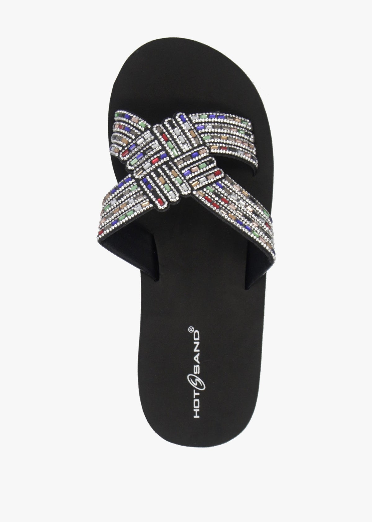 Multicoloured Diamante Wedge Mules