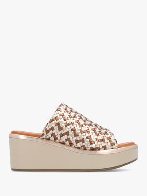 Kalley Multi Metallic Woven Leather Mid Wedge Mules