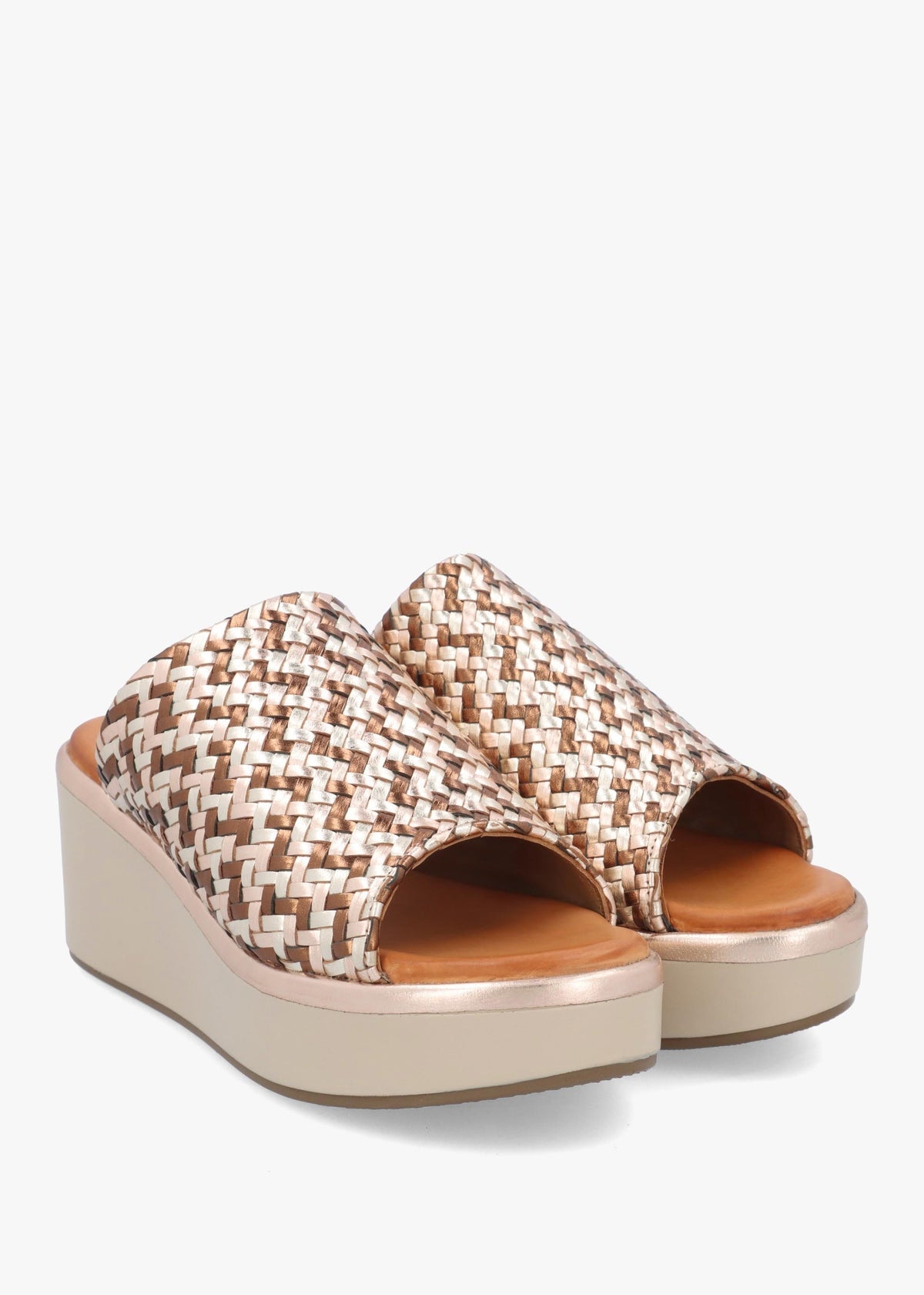 Kalley Multi Metallic Woven Leather Mid Wedge Mules