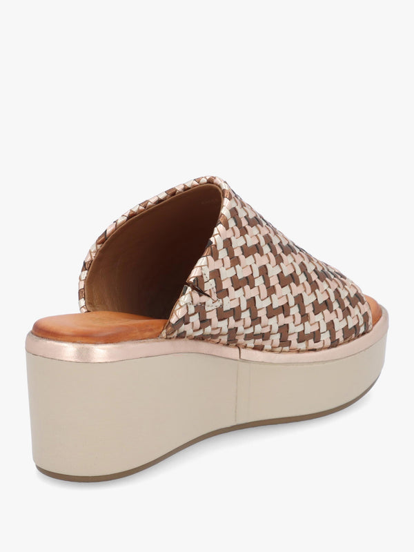 Kalley Multi Metallic Woven Leather Mid Wedge Mules