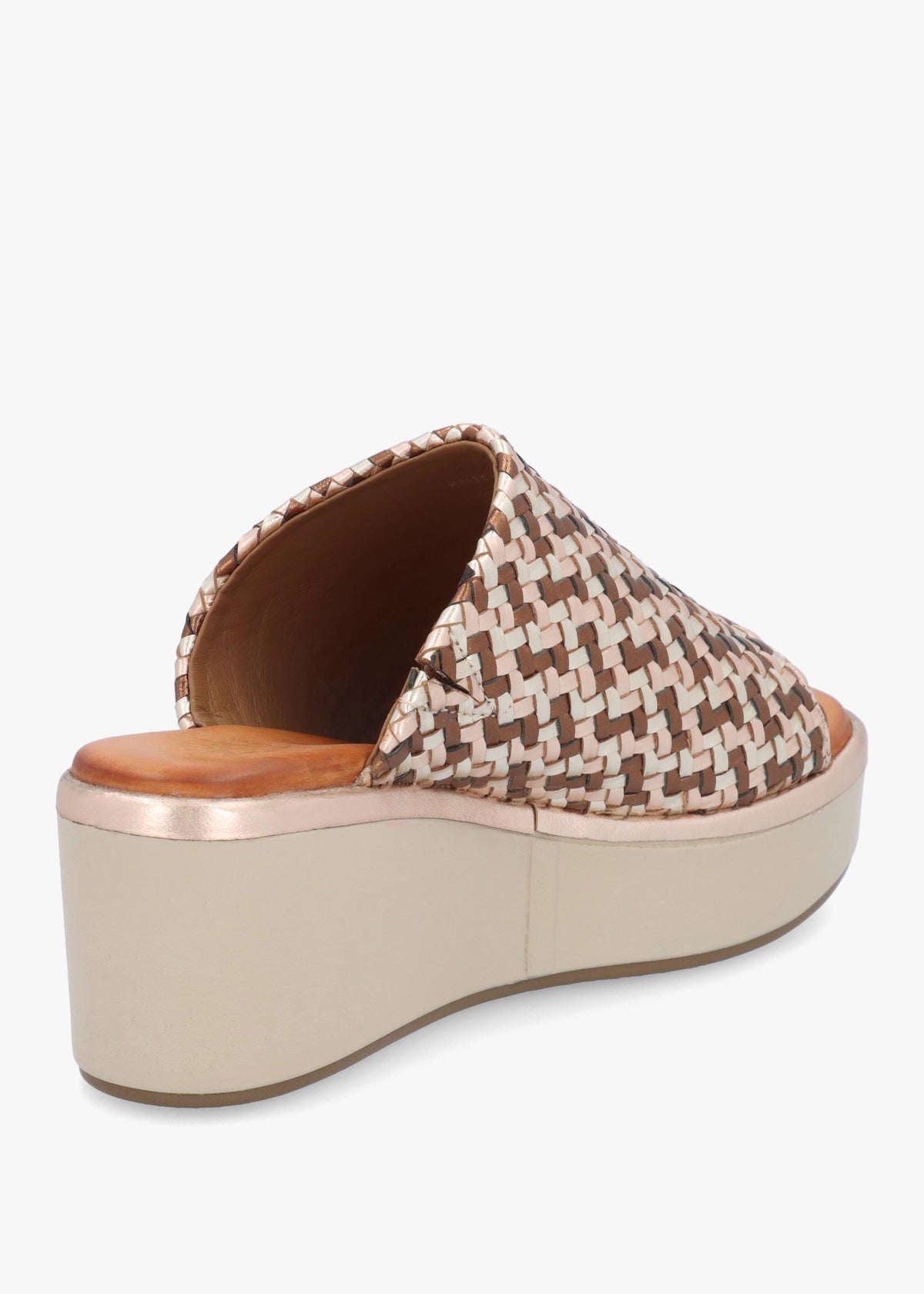 Kalley Multi Metallic Woven Leather Mid Wedge Mules