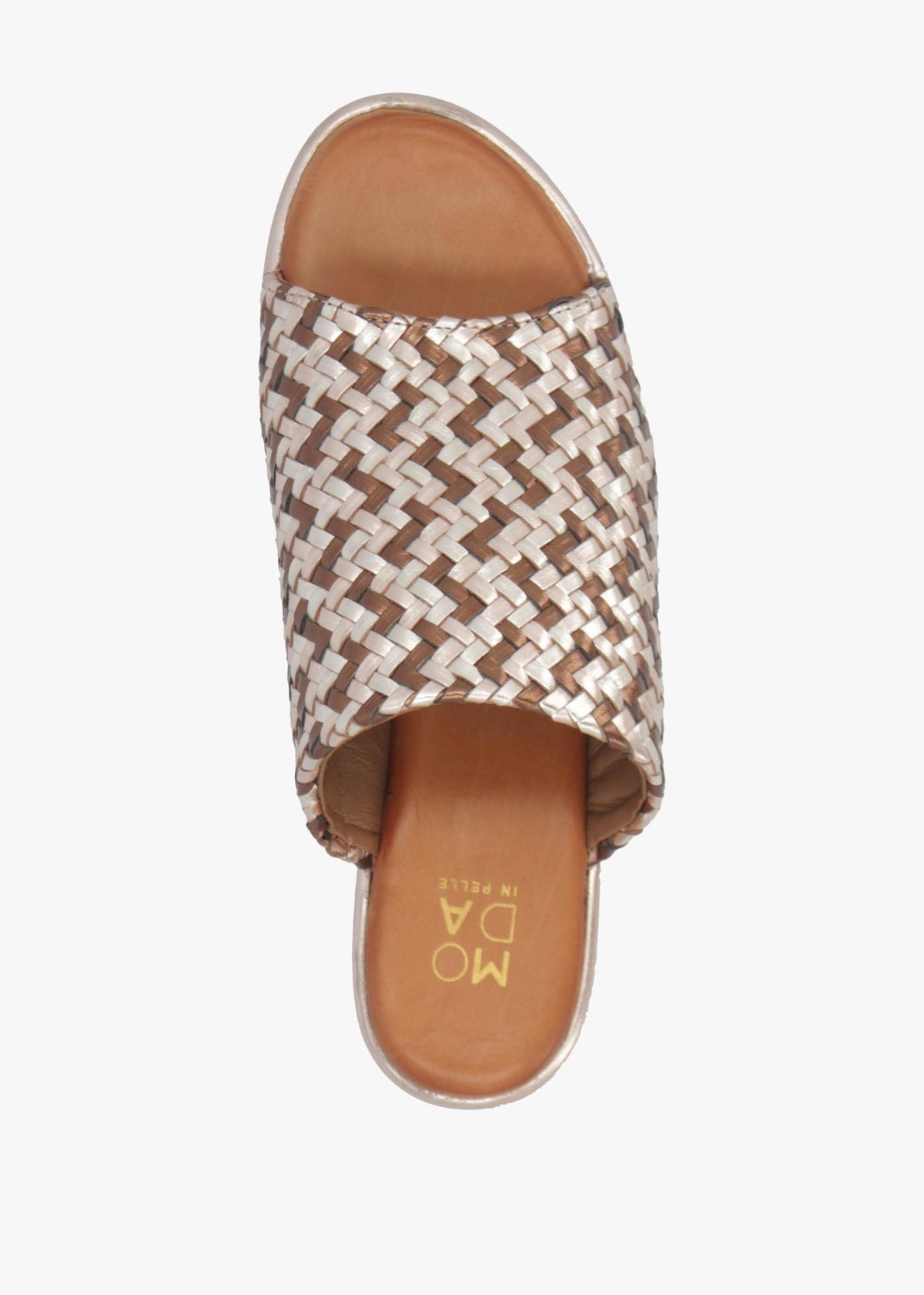 Kalley Multi Metallic Woven Leather Mid Wedge Mules