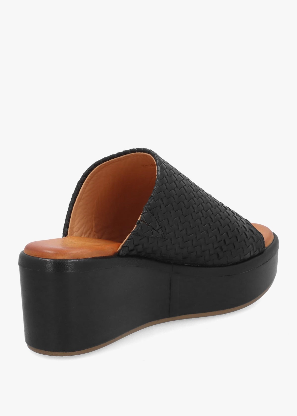 Kalley Black Woven Leather Mid Wedge Mules