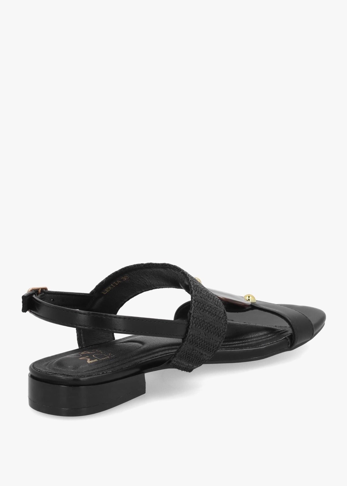 Lexiia Black Two Bar Flat Sandals
