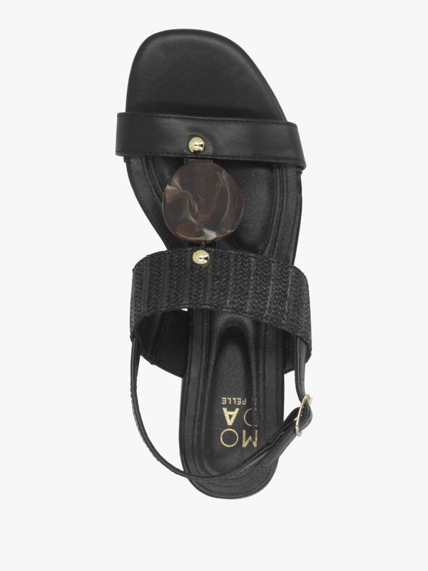Lexiia Black Two Bar Flat Sandals