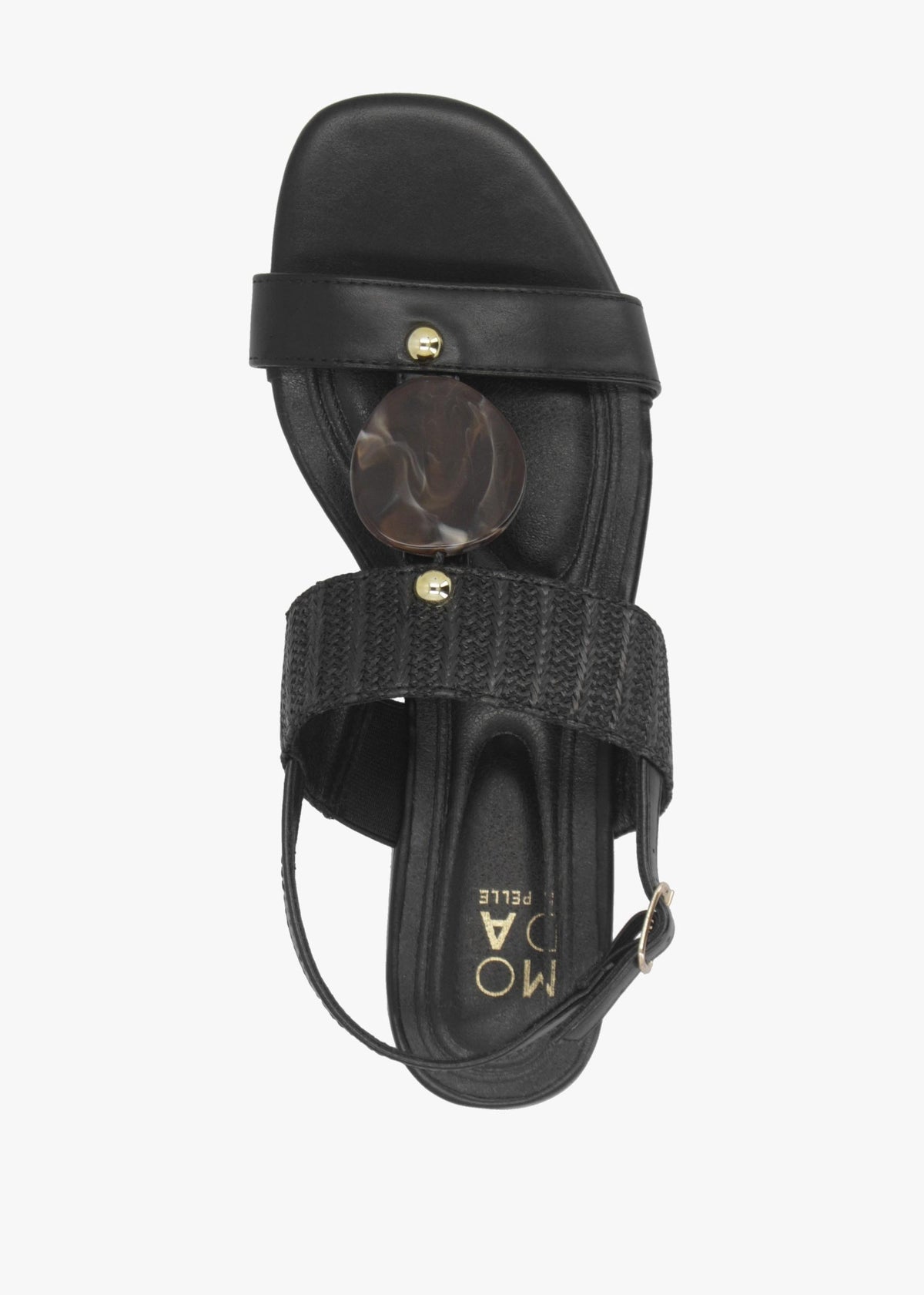 Lexiia Black Two Bar Flat Sandals