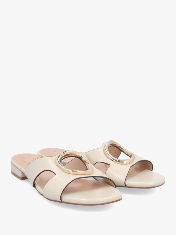 Liarra Off White Low Heel Mules