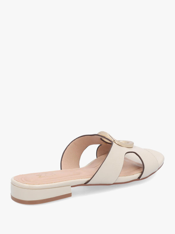 Liarra Off White Low Heel Mules