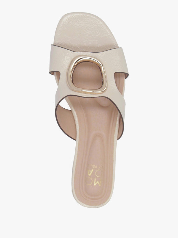 Liarra Off White Low Heel Mules