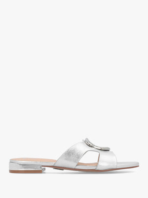 Liarra Silver Metallic Low Heel Mules