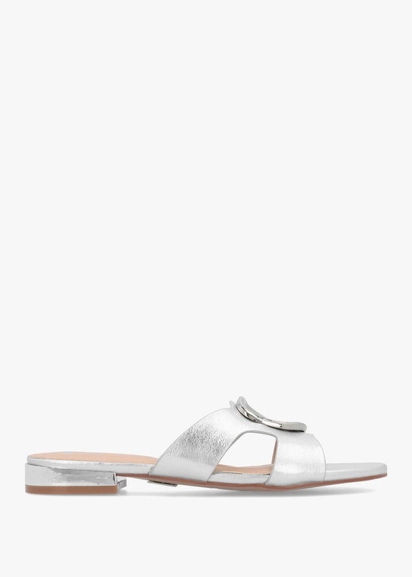 Liarra Silver Metallic Low Heel Mules