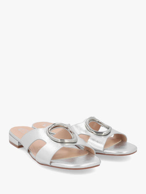 Liarra Silver Metallic Low Heel Mules