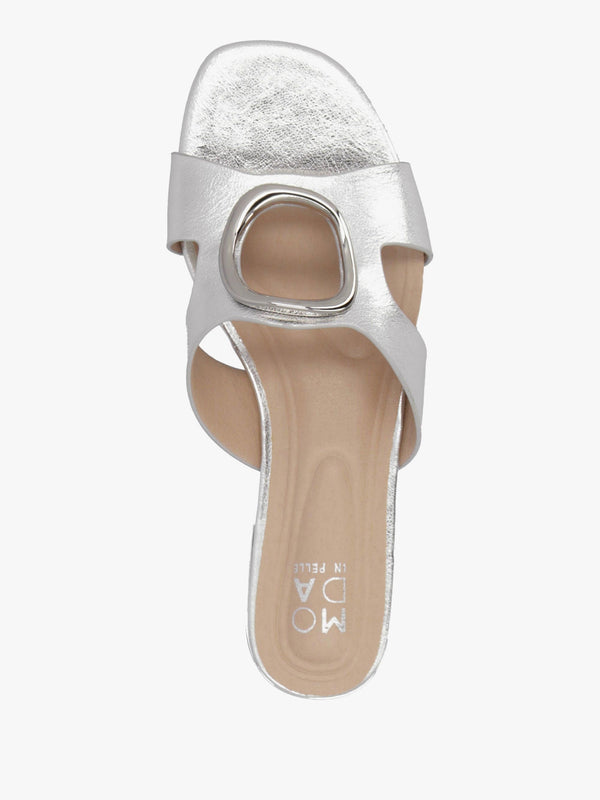 Liarra Silver Metallic Low Heel Mules