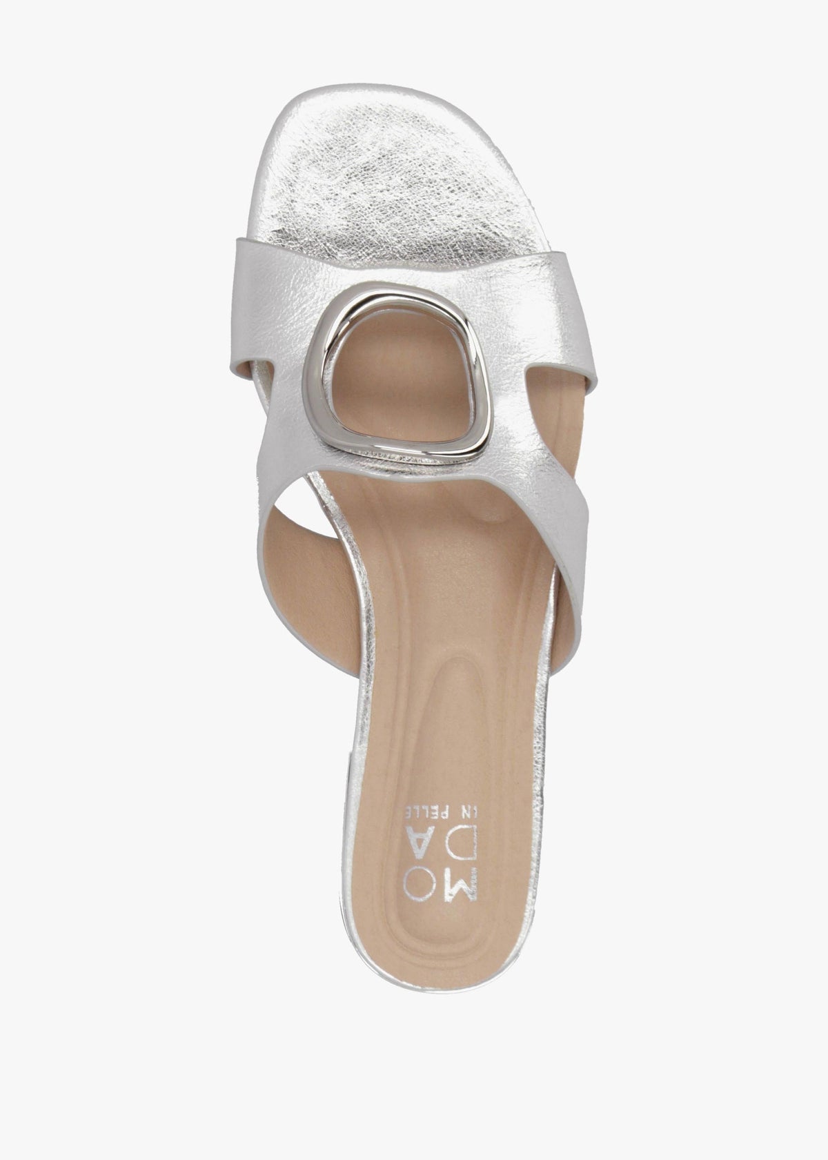 Liarra Silver Metallic Low Heel Mules
