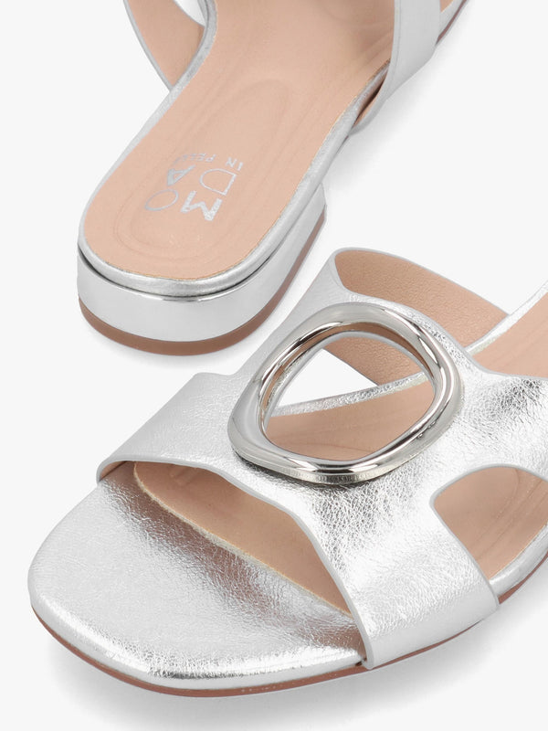 Liarra Silver Metallic Low Heel Mules