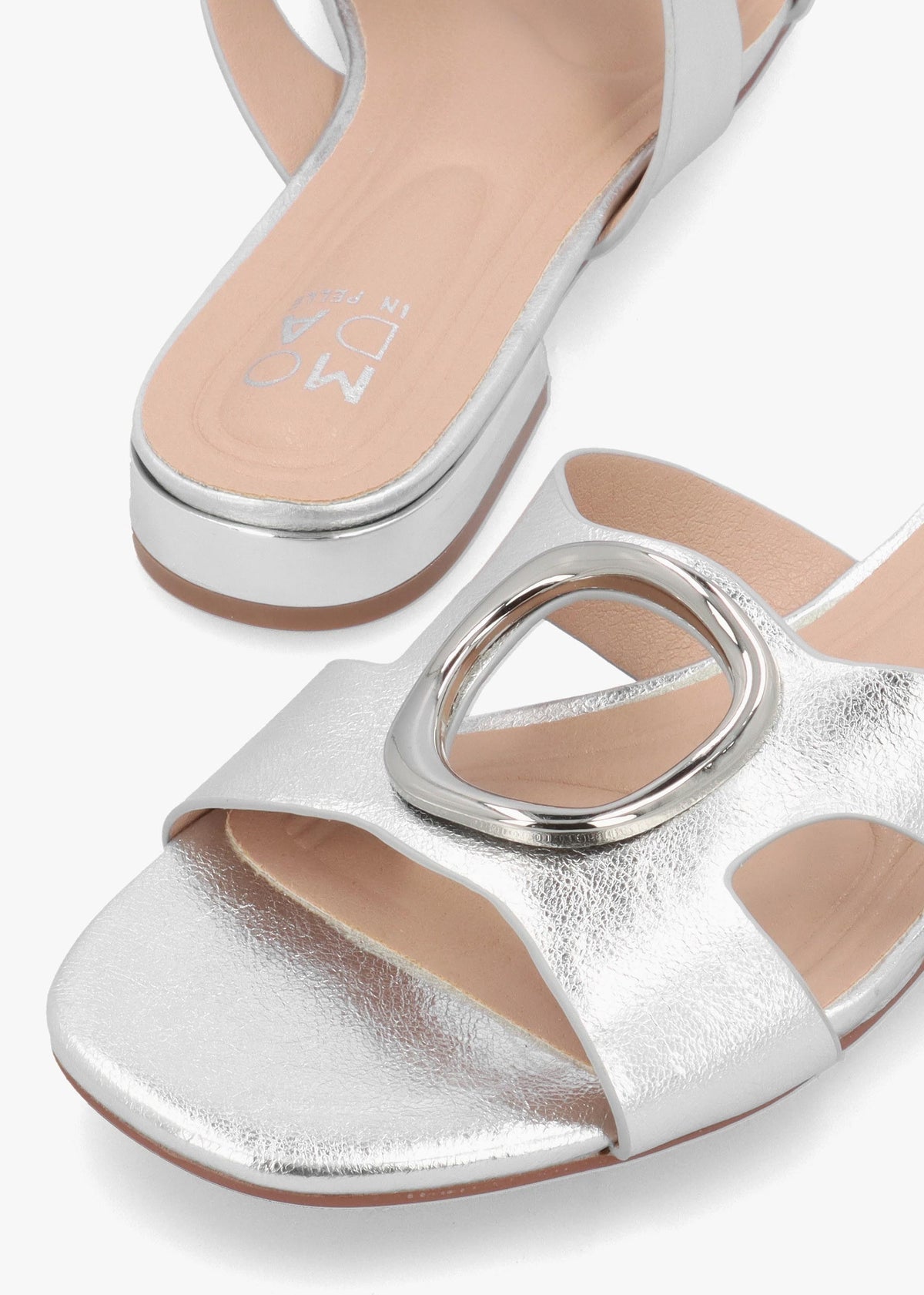 Liarra Silver Metallic Low Heel Mules