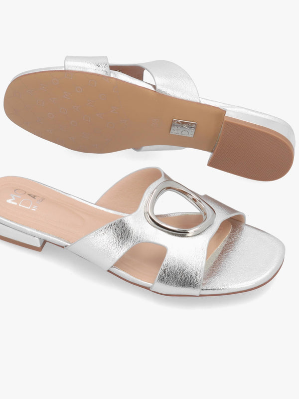 Liarra Silver Metallic Low Heel Mules