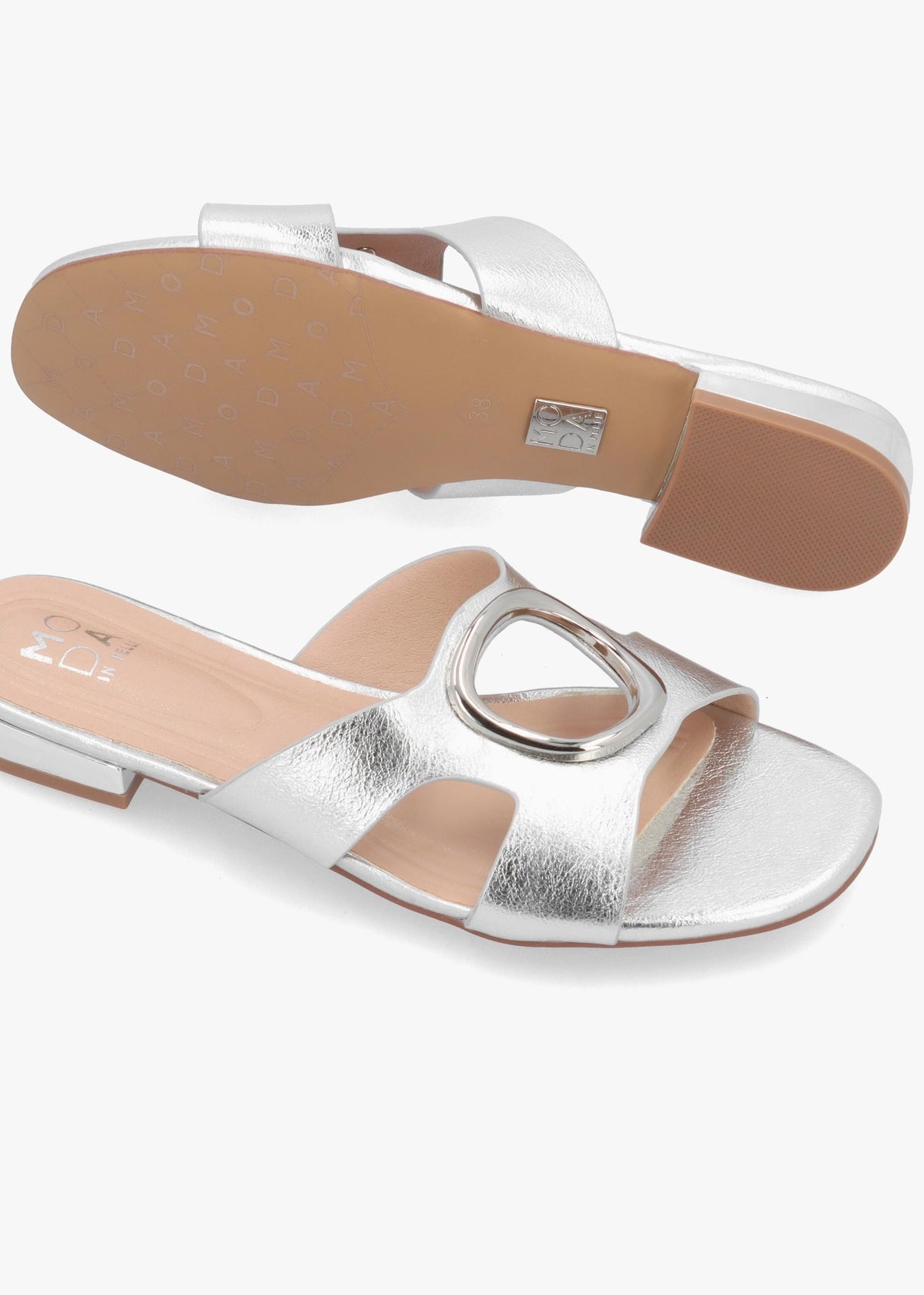 Liarra Silver Metallic Low Heel Mules