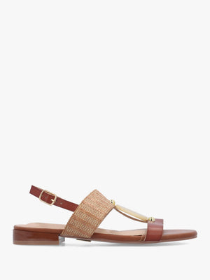 Lexiia Tan Two Bar Flat Sandals