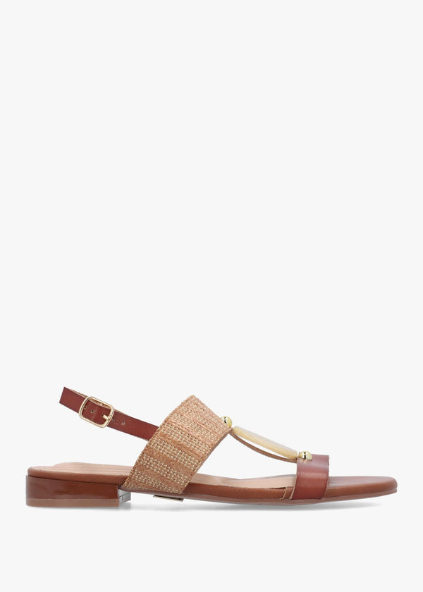 Lexiia Tan Two Bar Flat Sandals