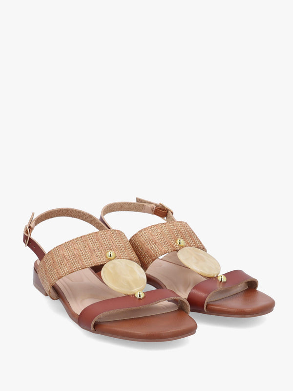 Lexiia Tan Two Bar Flat Sandals