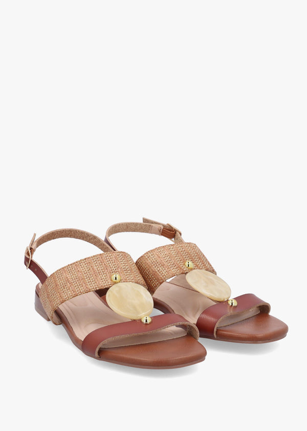 Lexiia Tan Two Bar Flat Sandals