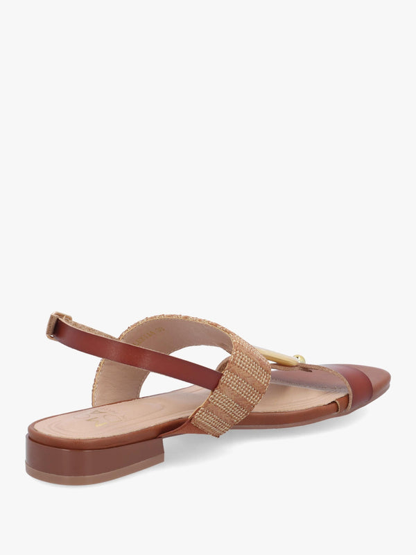 Lexiia Tan Two Bar Flat Sandals