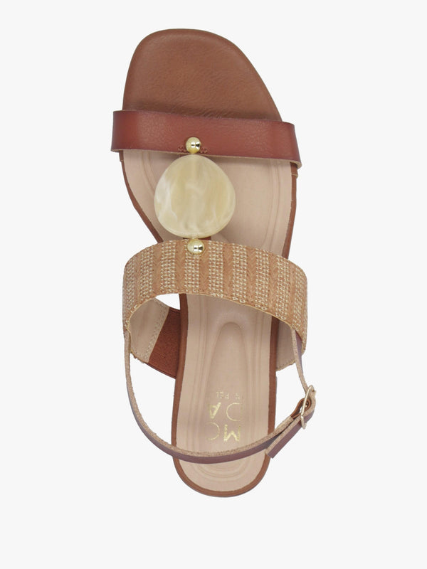 Lexiia Tan Two Bar Flat Sandals