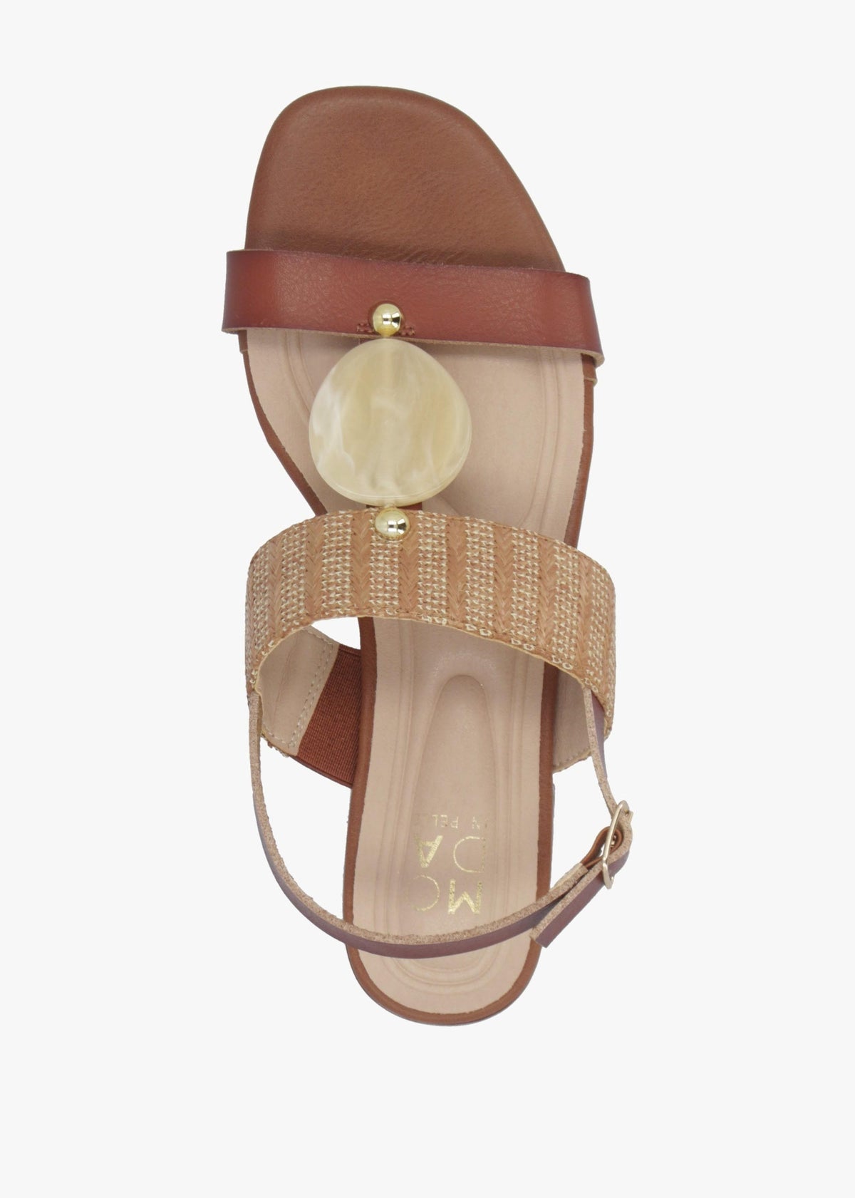 Lexiia Tan Two Bar Flat Sandals