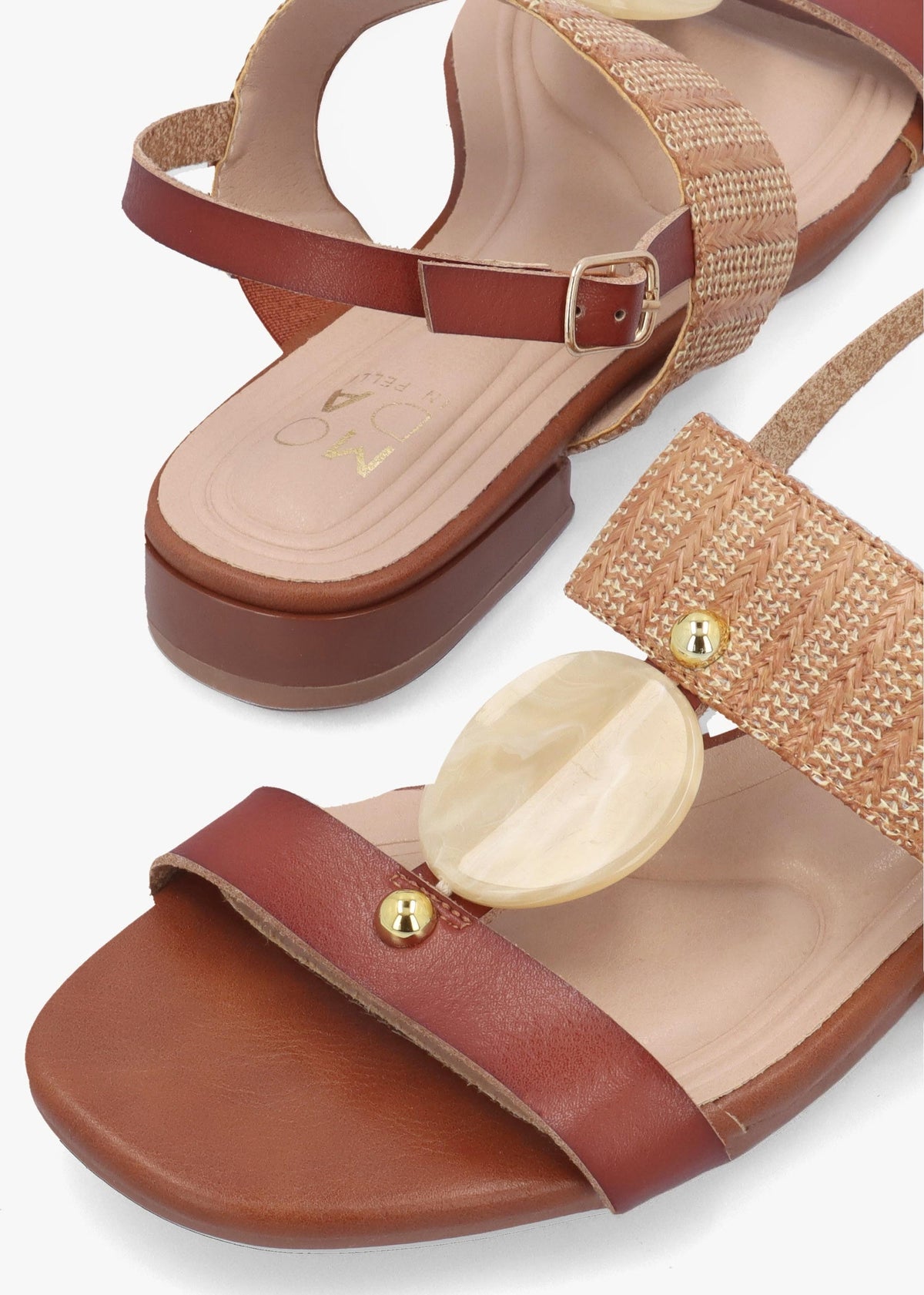 Lexiia Tan Two Bar Flat Sandals