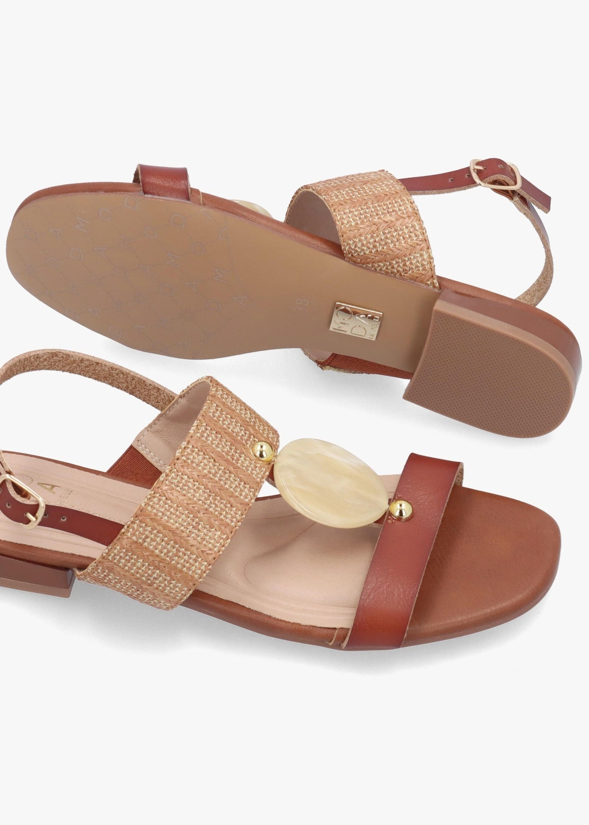Lexiia Tan Two Bar Flat Sandals