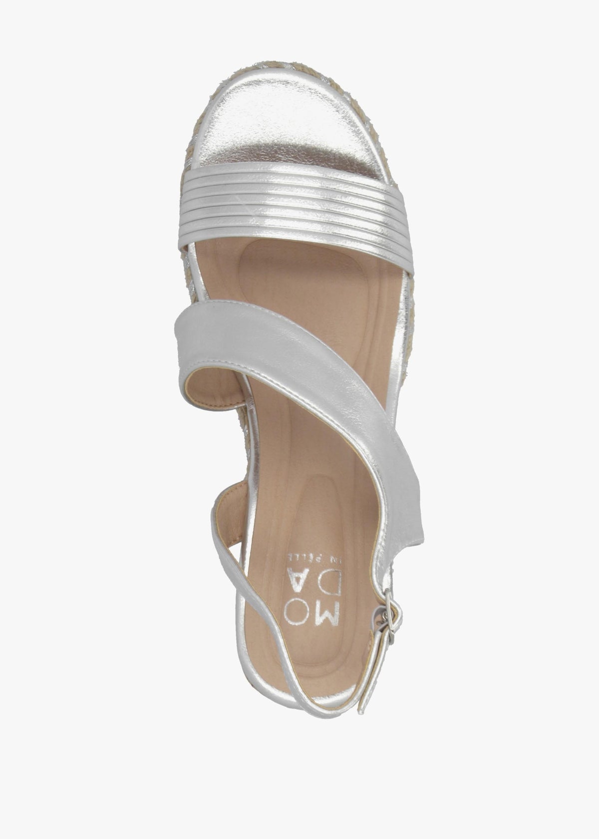 Spotalia Silver Cork Mid Wedge Sandals