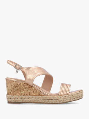 Spotalia Rose Gold Cork Mid Wedge Sandals