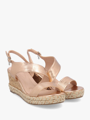Spotalia Rose Gold Cork Mid Wedge Sandals
