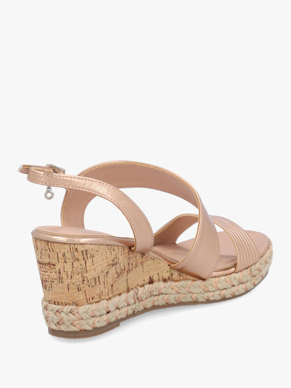 Spotalia Rose Gold Cork Mid Wedge Sandals
