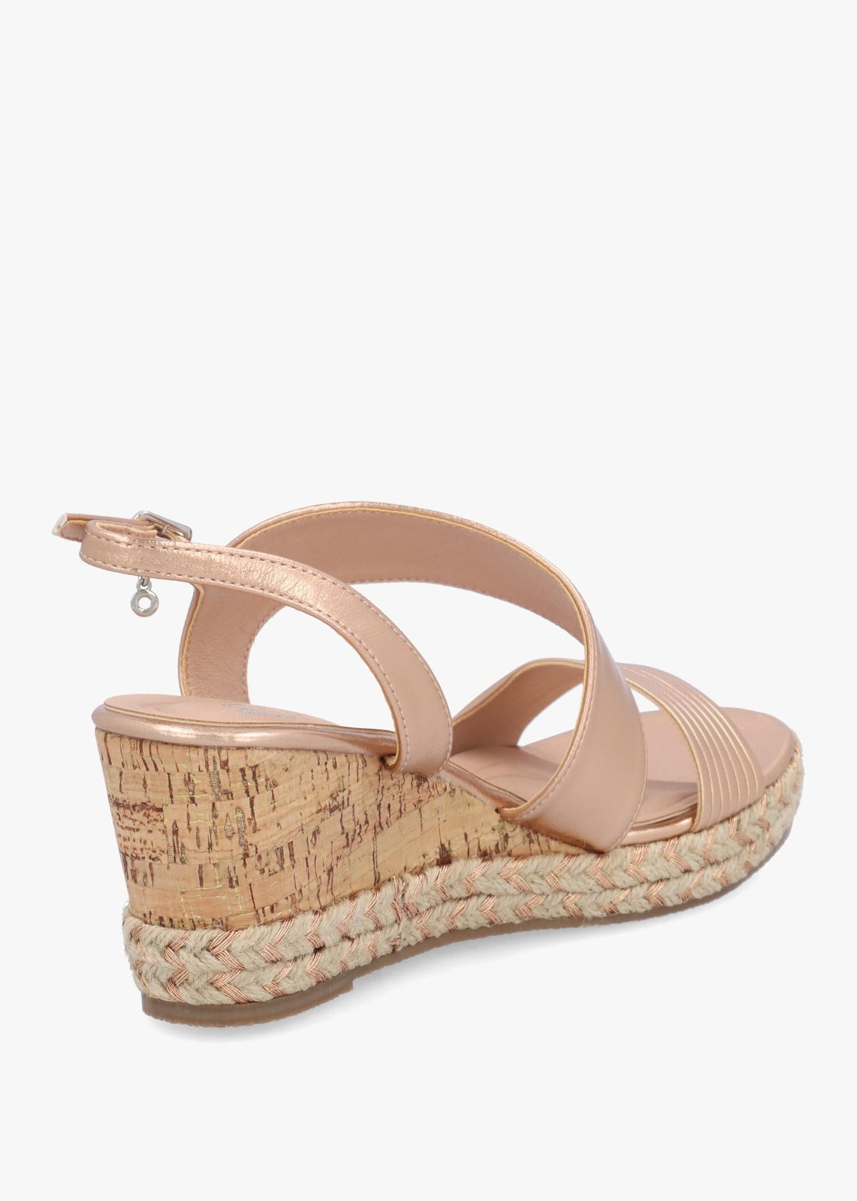 Spotalia Rose Gold Cork Mid Wedge Sandals