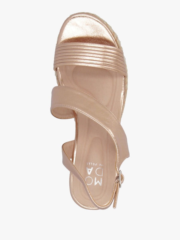 Spotalia Rose Gold Cork Mid Wedge Sandals