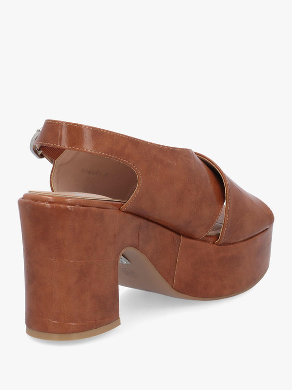 Nakara Tan Moc Croc Chunky Platform Heel Sandals