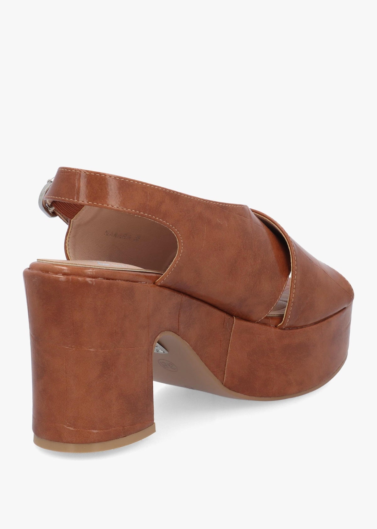Nakara Tan Moc Croc Chunky Platform Heel Sandals