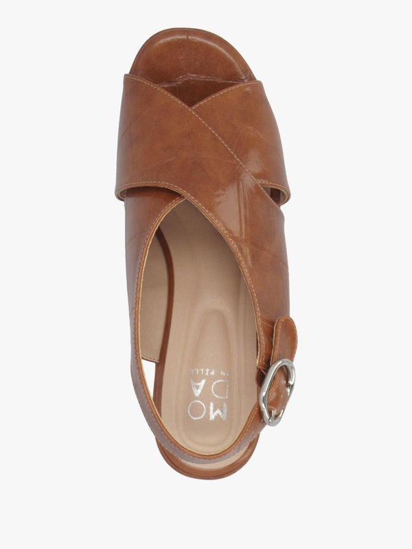 Nakara Tan Moc Croc Chunky Platform Heel Sandals