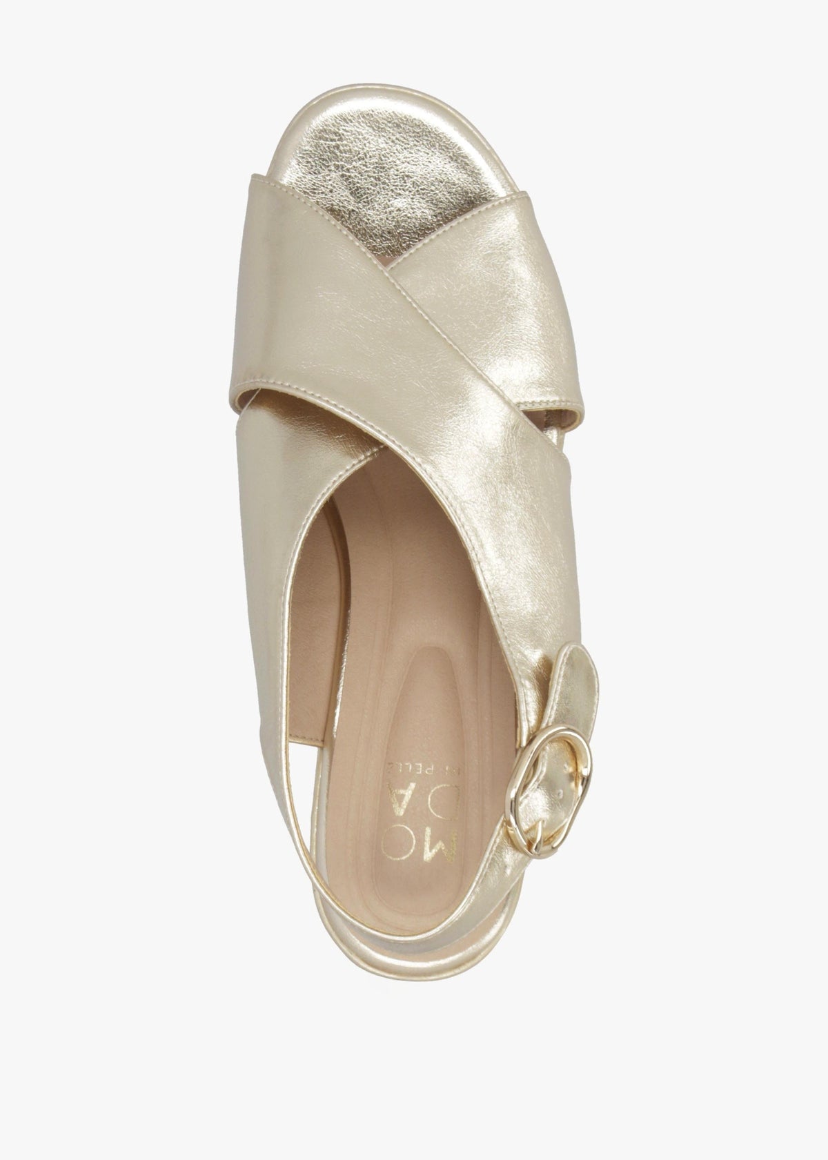 Nakara Gold Metallic Chunky Platform Heel Sandals