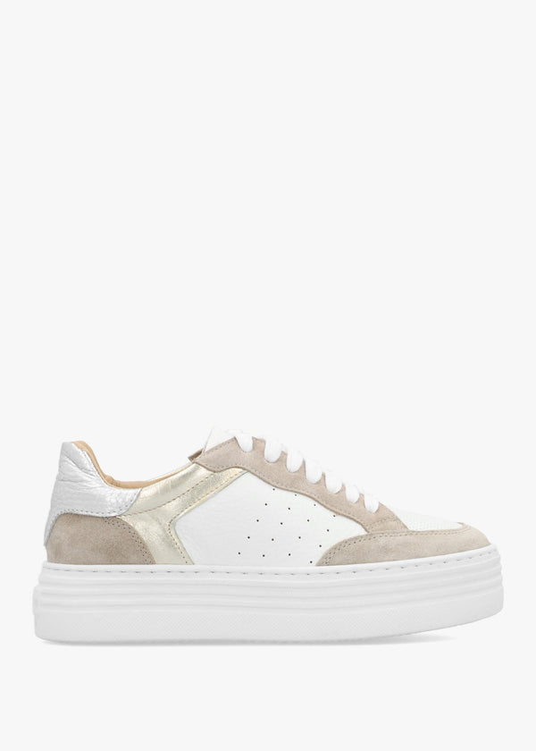 Spirit Taupe Metallic Leather Trainers
